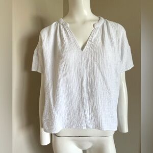 Joie 100% Cotton White Textured Short Sleeve Blouse Size Small